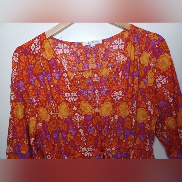 Vibrant Floral Maxi Dress in Orange and Purple - Picture 11 of 13